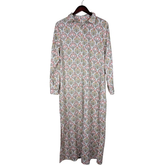LOFT Womens Floral Maxi Shirt Dress 12 Long Sleeve Button Front Tuilerie - Picture 7 of 14